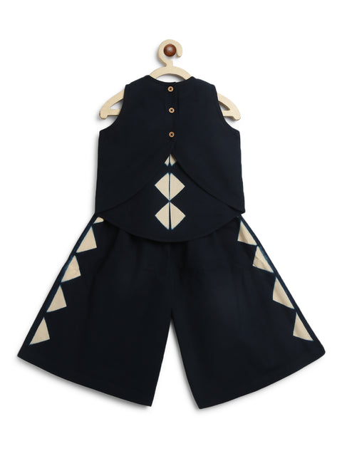 Pre-Order: Girl Tie Dye Triangle Co-ord Set - Black