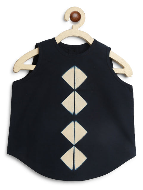 Pre-Order: Girl Tie Dye Triangle Co-ord Set - Black