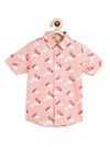 Boys Bird Print Cotton Shirt - Pink