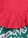 Girls Culottes Pant Ruffle Top Set-Green