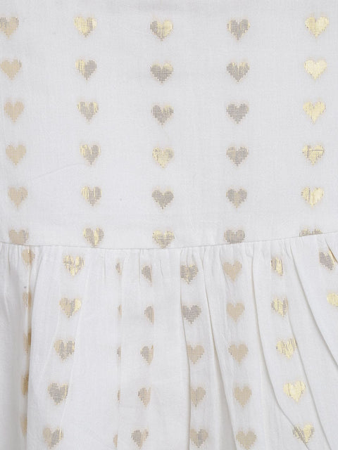 Girl Golden Culottes and Top Set-White