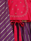 Girl Cotton Silk Blend Sleeveless Lehenga Set - Purple