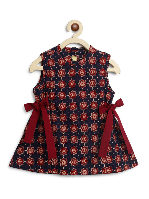 Pre-Order: Girls Indie Print Cotton Co-ord Top Pant Set - Blue