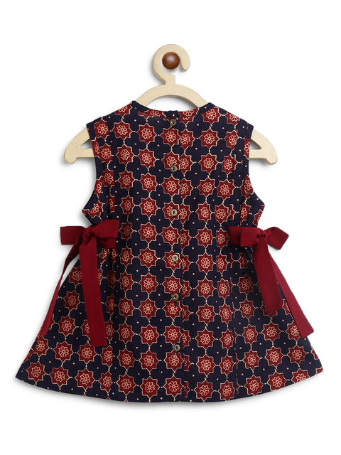 Pre-Order: Girls Indie Print Cotton Co-ord Top Pant Set - Blue