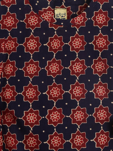 Pre-Order: Girls Indie Print Cotton Co-ord Top Pant Set - Blue