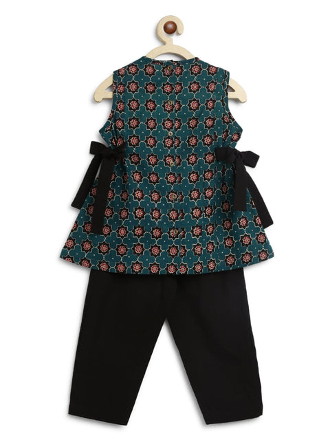 Girls Indie Print Cotton Co-ord Top Pant Set - Green