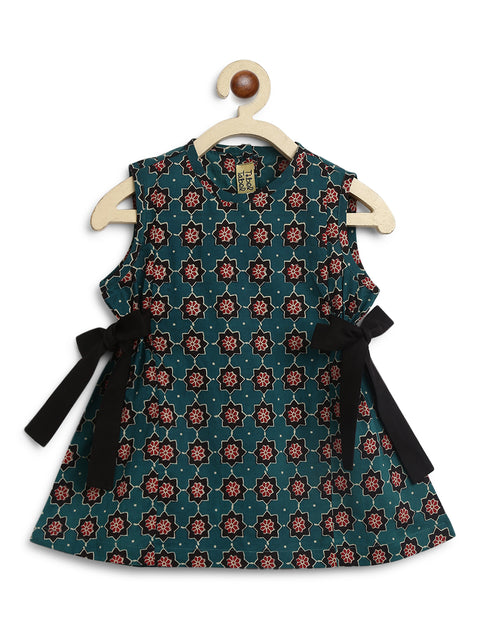 Pre-Order: Girls Indie Print Cotton Co-ord Top Pant Set - Green