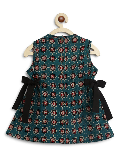 Pre-Order: Girls Indie Print Cotton Co-ord Top Pant Set - Green