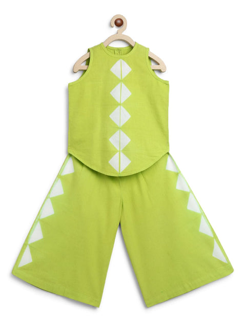 Girl Tie Dye Triangle Co-ord Set - Green