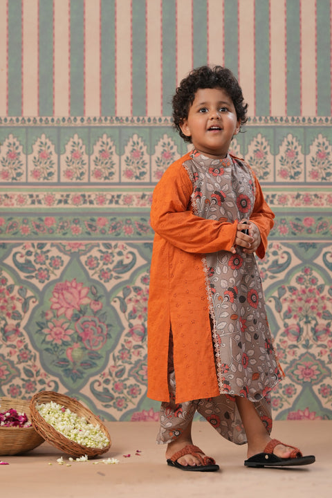 Pre-Order: Front Style Kurta with Small Open Jacket and Dhoti