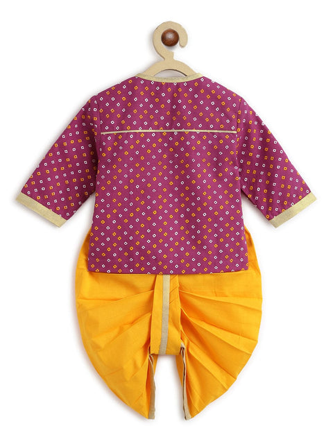 Pre-Order: Baby Boy Mini Bandhani Dhoti Set  - Purple