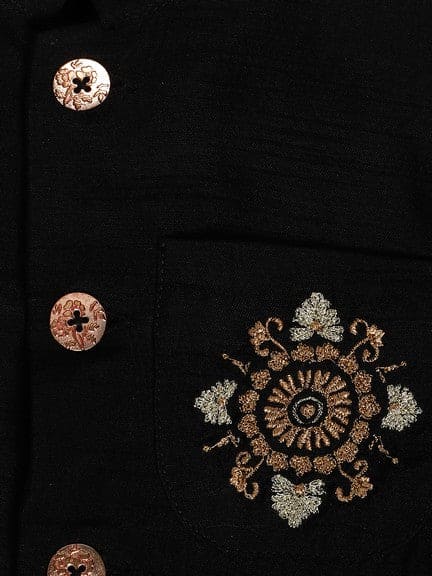 Pre-Order: Baby Boy Silk Bandhgala-Black