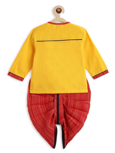Pre-Order: Baby Boy Royal Camel Dhoti Set - Yellow