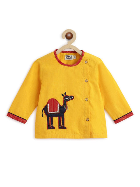 Pre-Order: Baby Boy Royal Camel Dhoti Set - Yellow