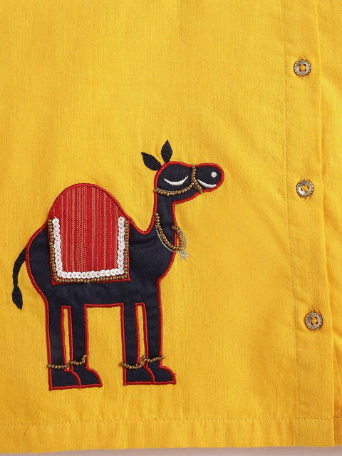 Pre-Order: Baby Boy Royal Camel Dhoti Set - Yellow