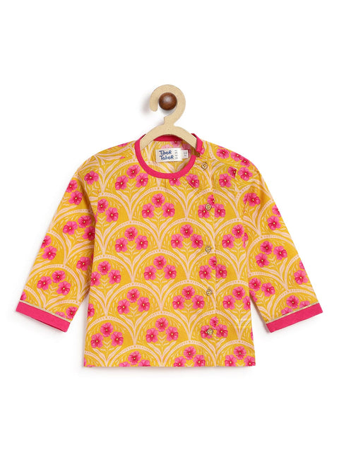 Pre-Order: Baby Boy Floral Dhoti Kurta Set-Yellow