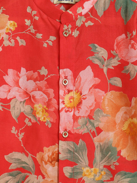 Baby Boys Blossom Bliss Kurta Pyjama Set - Red
