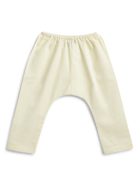 Pre-Order: Baby Boy Foil Print Kurta Pyjama Set - Cream