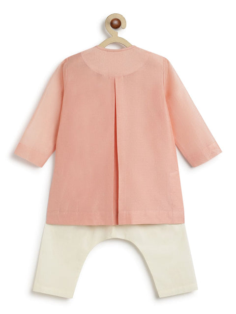 Pre-Order: Baby Boy Horse Kurta Pyjama Set - Peach