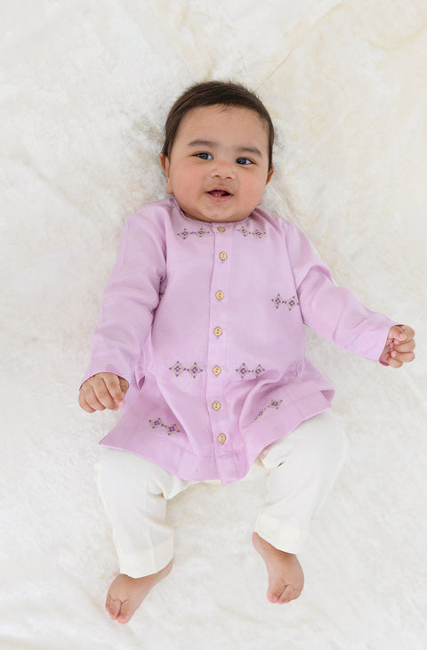 Pre-Order: Baby Boy Kurta Pyjama Set-Purple