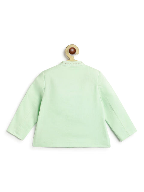 Pre-Order: Baby Boy Lotus Bandhgala Pant Set-Green