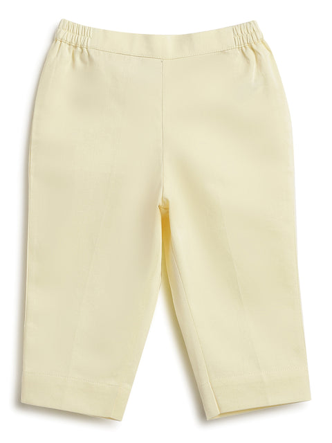 Pre-Order: Baby Boy Lotus Bandhgala Pant Set-Yellow