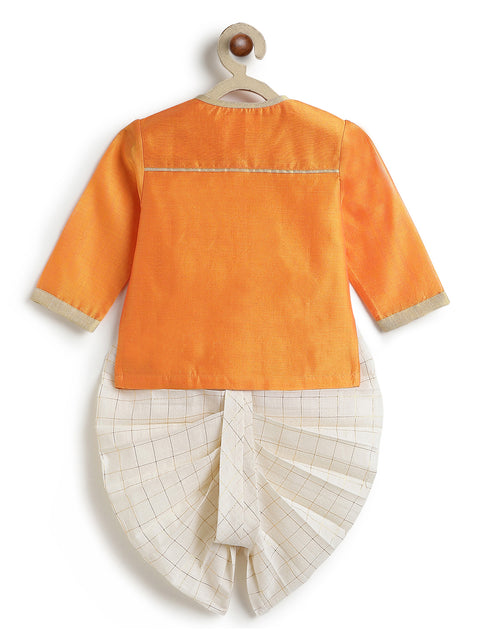Pre-Order:  Marigold Orange Embroidered Dhoti Set-Orange