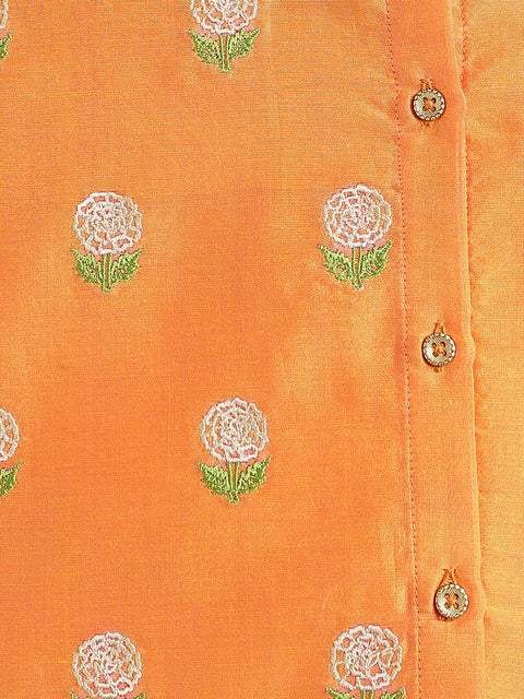 Pre-Order:  Marigold Orange Embroidered Dhoti Set-Orange