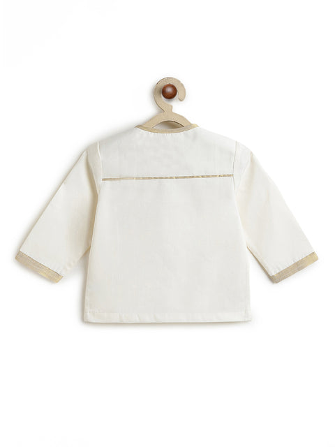 Pre-Order: Tiber Taber Yellow Embroidered Dhoti Set-Cream
