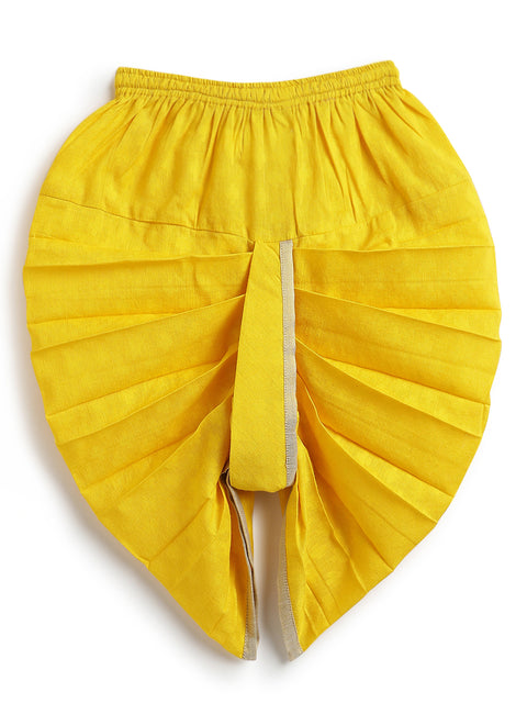 Pre-Order: Tiber Taber Yellow Embroidered Dhoti Set-Cream