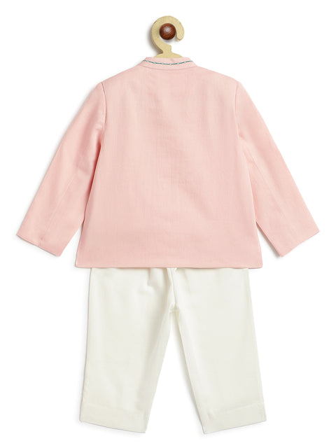 Pre-Order: Baby Boy Morpankh Bandhgala Pant Set-Pink