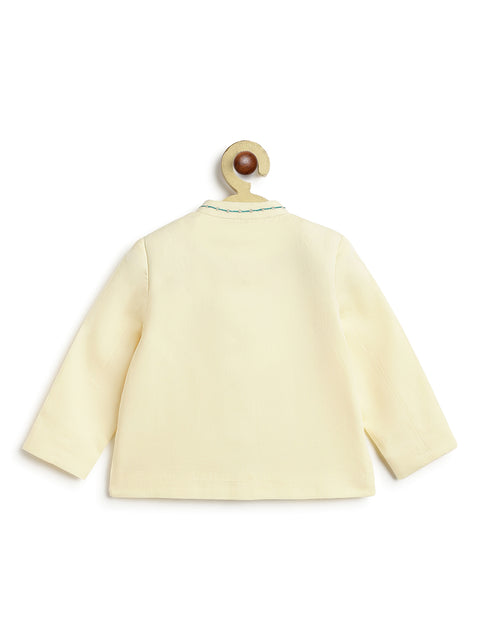 Pre-Order: Baby Boy Morpankh Bandhgala Pant Set-Cream