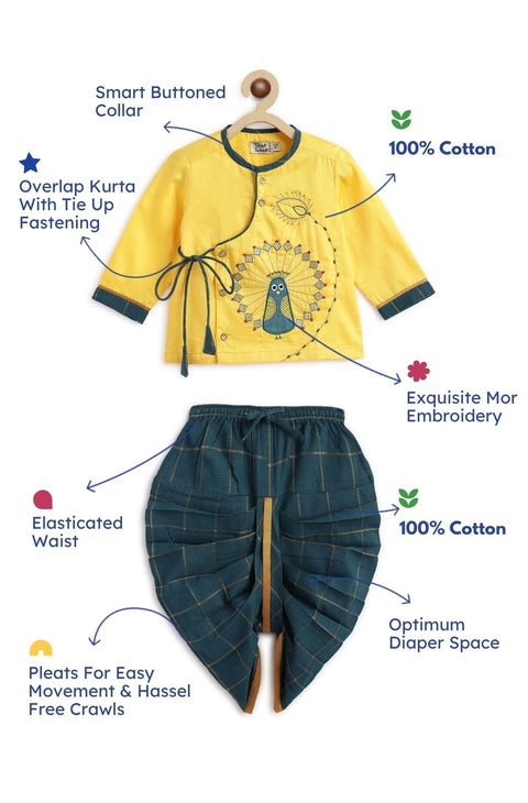 Pre-Order: Baby Boy Mor Raja Dhoti Set - Yellow