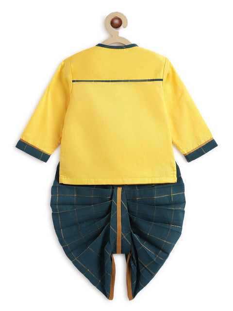 Pre-Order: Baby Boy Mor Raja Dhoti Set - Yellow