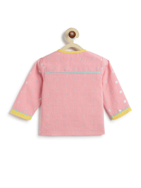 Pre-Order: Baby Boy Polka Dot Dhoti Kurta Set-Pink