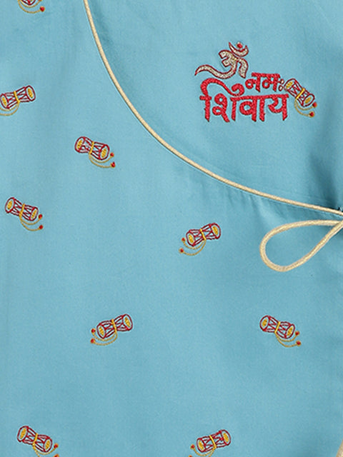 Pre-Order:  Baby Boy Shiv Damru Dhoti Kurta Set-Blue
