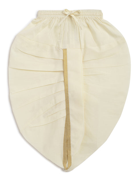 Pre-Order:  Baby Boy Shiv Damru Dhoti Kurta Set-Cream