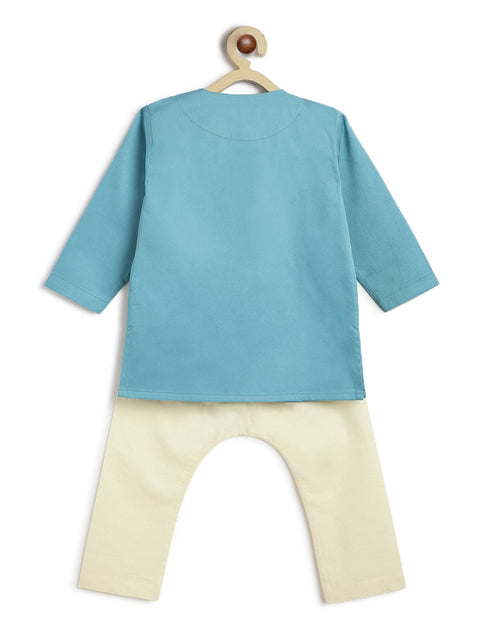 Pre-Order:  Baby Boy Shiv Damru Kurta Pyjama Set-Blue