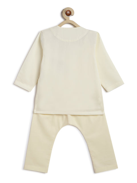 Pre-Order: Baby Boy Shiv Damru Kurta Pyjama Set-Cream