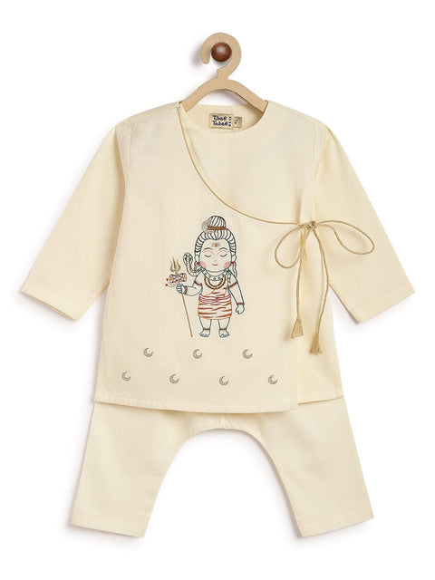 Pre-Order: Baby Boy Shiv Kurta Pyjama Set-Cream