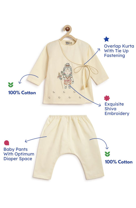 Pre-Order: Baby Boy Shiv Kurta Pyjama Set-Cream