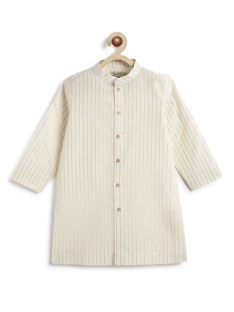 Pre-Order: Baby Boy Stripes Lurex 3 Pc Bundi Set-Orange