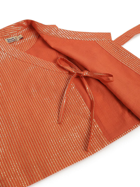 Pre-Order: Baby Boy Stripes Lurex 3 Pc Bundi Set-Orange