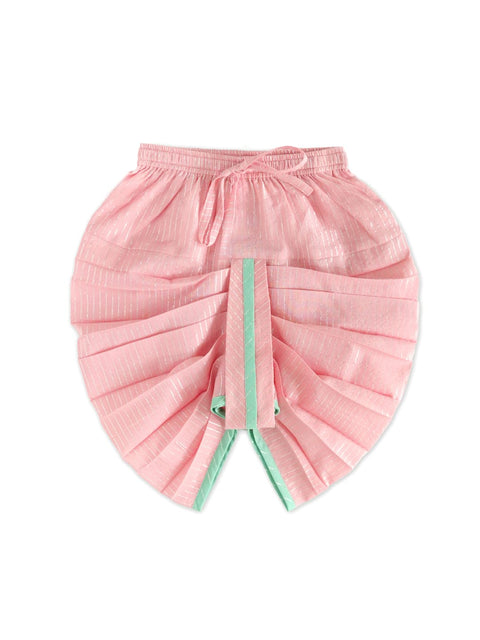 Pre-Order: Baby Boy Stripes Lurex Dhoti Kurta Set-Green