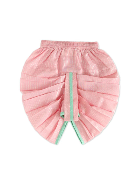 Pre-Order: Baby Boy Stripes Lurex Dhoti Kurta Set-Green