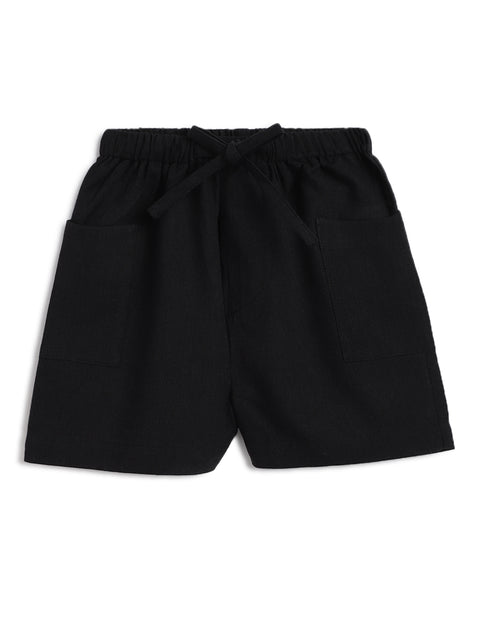 Pre-Order:  Baby Boy Train Embroidery Checks Shirt & Shorts Set-White