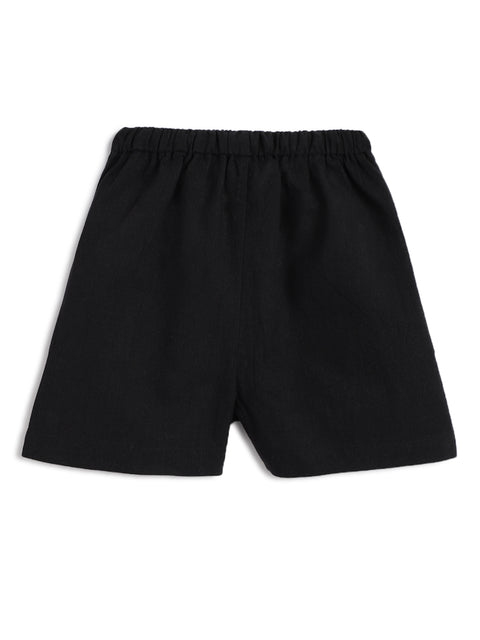 Pre-Order:  Baby Boy Train Embroidery Checks Shirt & Shorts Set-White