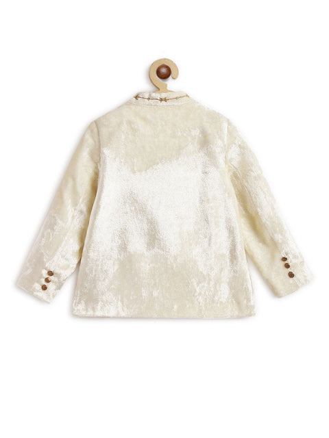 Pre-Order: Baby Boy Pearl Prince Bandhgala Set - Cream