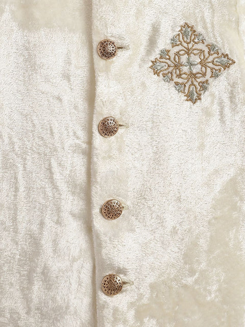 Pre-Order: Baby Boy Pearl Prince Bandhgala Set - Cream