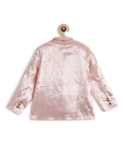 Pre-Order: Baby Boy Royal Rose Bandhgala Set  - Pink